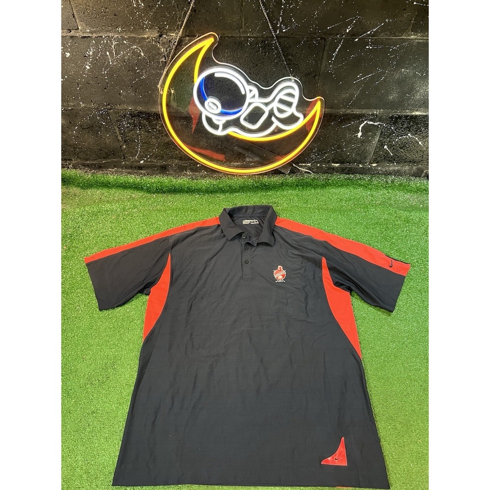 Nike Golf Dri-Fit Preppy Blue/Red Golf Polo Short Sleeve Shirt Men's Size LG
